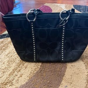Coach Black Tote with Silver Accents